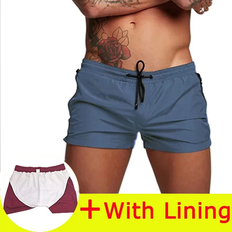 Mens Swim Short Swimwear Board Beach Shorts Quick Dry Men De Bain Homme Man Swimsuit Swim Trunks Bathing Beach Wear Surf Boxer