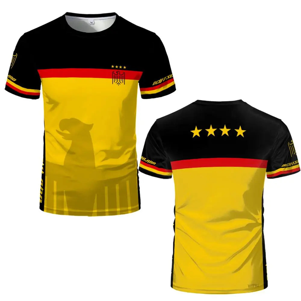Germany National Flag Print Soccer Jersey Men Women Patriotic Sport T-Shirt  Summer Outdoor Sports Quick-Drying T-Shirt