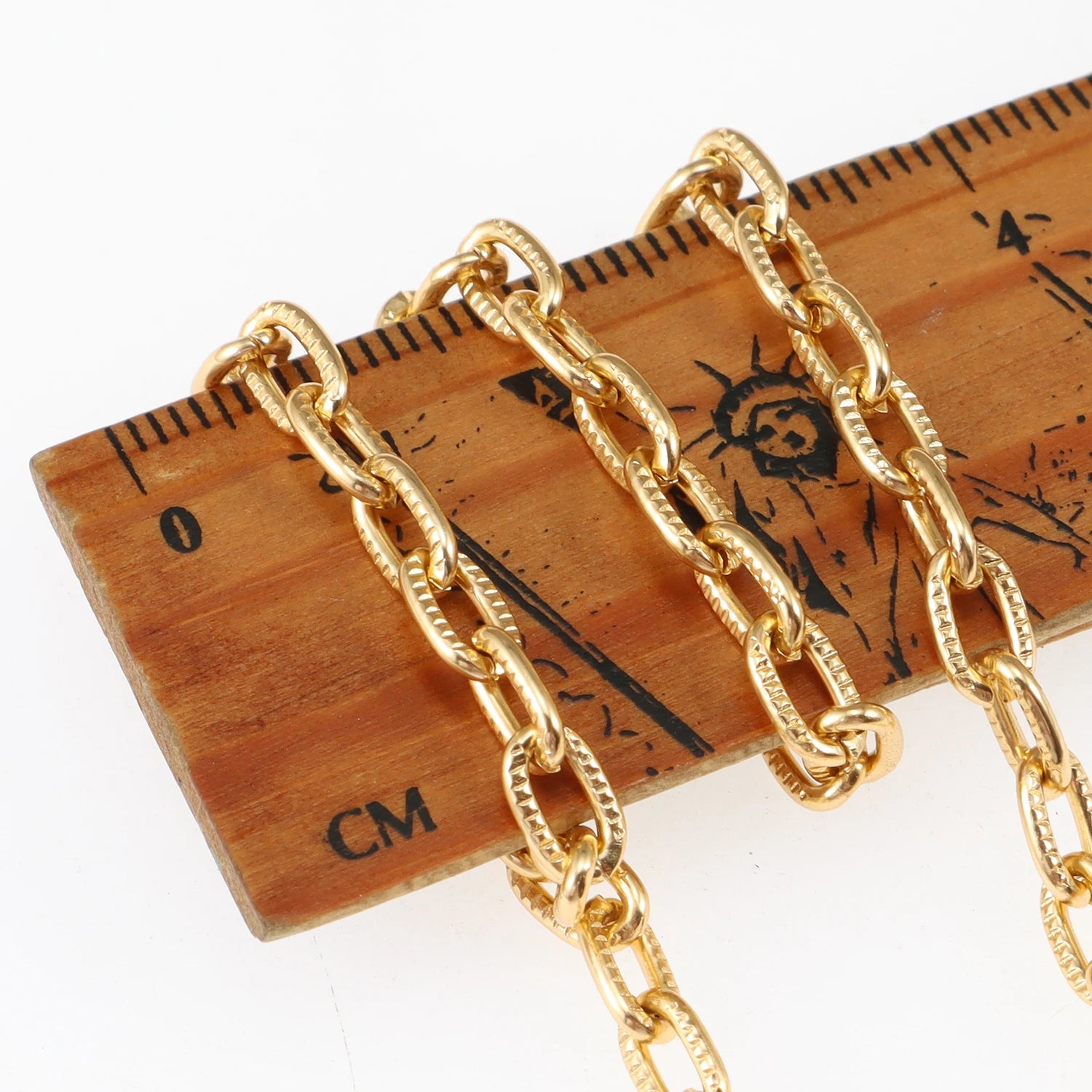 5 Meters Aluminum KC Gold Oval Shape Chains Bulk Fit Bracelets Findings Open Link Chain For DIY Fashion Jewelry Making Bag Parts