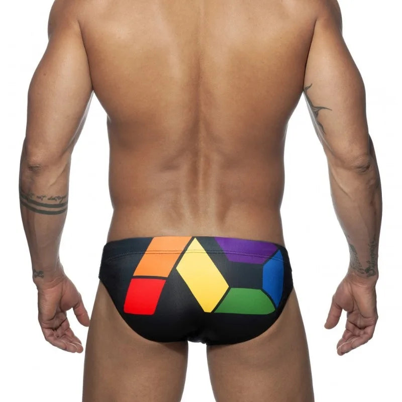 Men's Low Waist Printed Triangle Swimsuit Tight Tether Swimsuit Men's Cup Anti-Embarrassment Shorts BS417