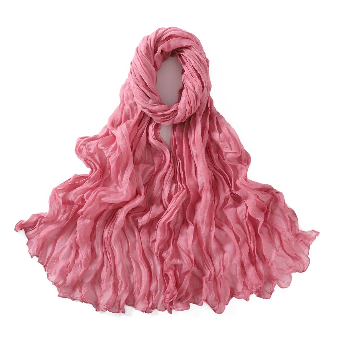 Crumpled Scarf For Women Girls Students Spring New Solid Color Cotton Voile Thin Scarves Soft Knitting Shawl Female Wrap Shawls