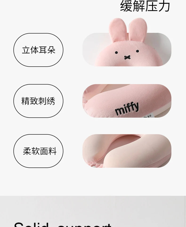Cartoon Miffys U Pillow Cute Rabbit Memory Foam Neck Pillow Office Airplane Car Pillow Sofa Cushion Decoration Birthday Gifts
