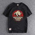 Summer new wash matte comfortable short sleeve t-shirt men's rhinoceros Vintage Print versatile youth fashion casual half sleeve