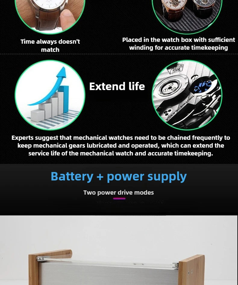 Wooden Watch Winders Silent Automatic Watch Winder Rotating Mechanical Wrist Watches Winder Luxury Watches Storage Boxes