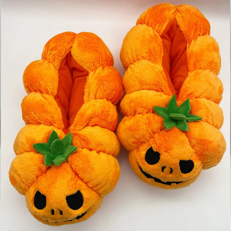 Highland Cow Halloween Pumpkin Slippers Backpacks Plush Fluffy Lantern Bags Slipper with Socks Bedroom Funny Shoes Gifts