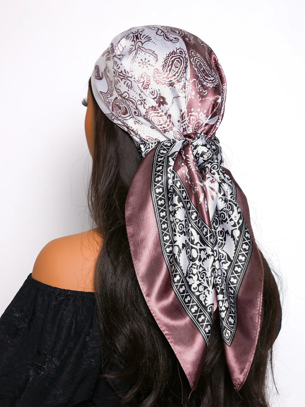 90*90cm Hair Scarf Women Fashion Designer Beautiful Flowers Foulard Soft Satin Shawl Kerchief Square Silk Scarfs Neck Headscarf