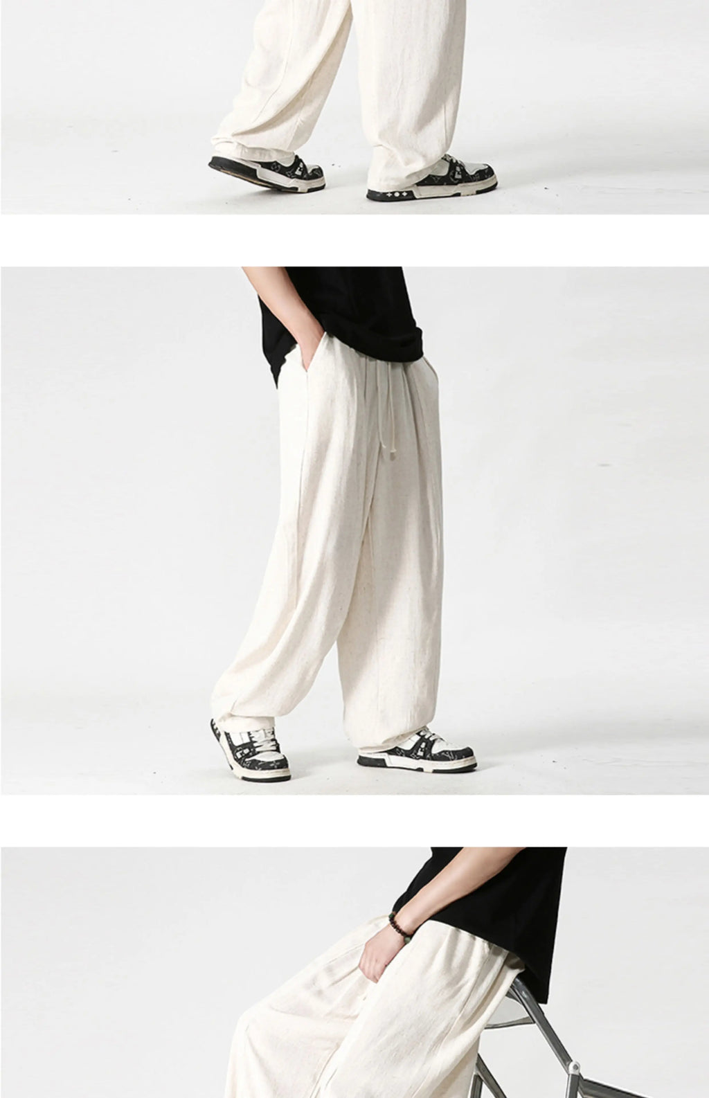Summer Wide Leg Pants Men's Cotton Linen Harun Loose Pants Men Casual Elastic Waist Circumference Lantern Trousers Plus Size 5XL