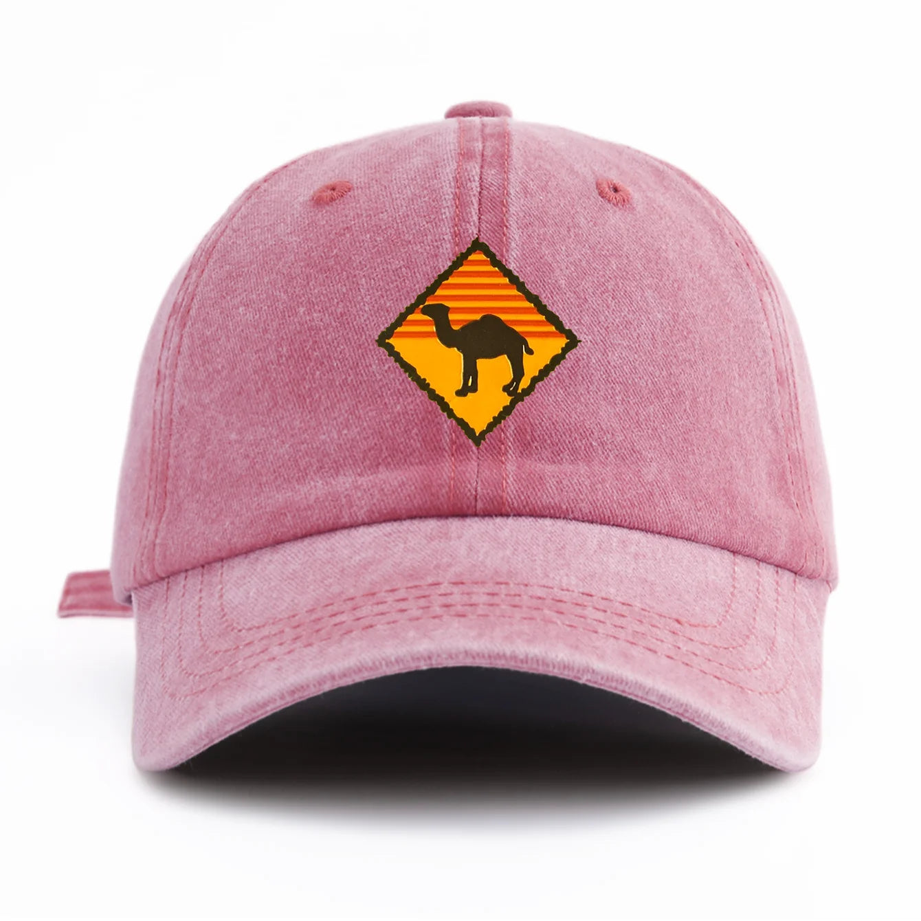 1pc CAMEL Print Washed Baseball Cap for Adults,Minimalist Retro Style Casual Soft Adjustable Dad Hat, Perfect As Gift