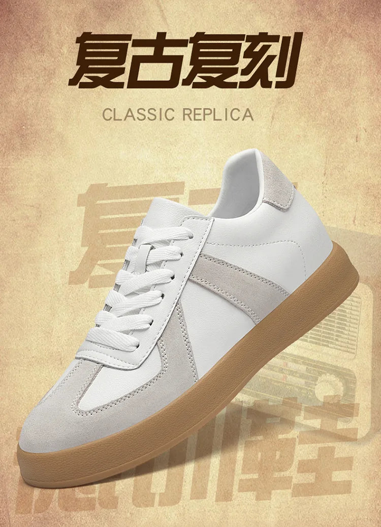 Man Vintage Elevator Shoes Height Increase Insole 8cm Taller Lift Sneakers Shoes Men Leisure Fashion Sports White Shoes