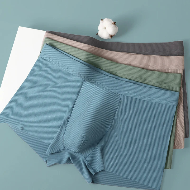 Ice Silk Antibacterial Men's Underwear. Thin and breathable style for summer. Men's boxer shorts. Trendy men's flat -