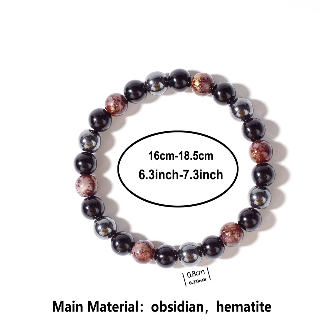 1pc classy summer jewellery black obsidian hematite father party Valentine's Day high quality natural stone protection bracelet