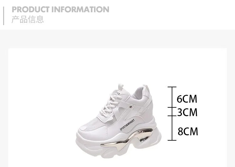 2025 Women Chunky Sneakers Platform Ulzzang Sports Shoes Summer Thick Bottom Breathable Mesh Casual Shoes 11CM High Heels Woman