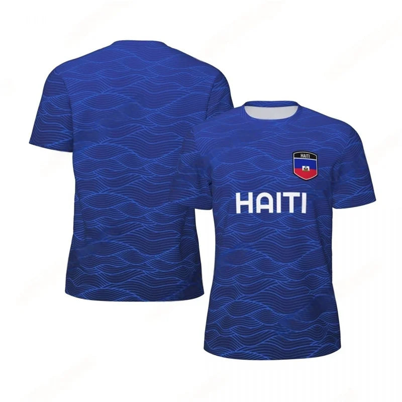 Haiti Flag Football T-shirt Men 3D Printed T Shirt Boys Fashion O'neck Short Sleeve Soccer Tshirt Breathable Sports Loose Tees