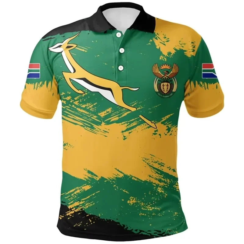 South Africa Map Flag 3D Printed Short Sleeve Polo Shirts For Men Clothes Fashion Springbok POLO Shirt Sport Boy Jersey Male Top