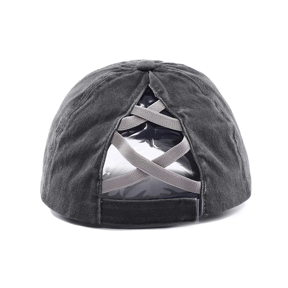 New Spring Summer Hip Hop Leopard Print Ponytail Baseball Cap Outdoor Adjustable Casual Ripped Dad Hats for Women Sunscreen Hat