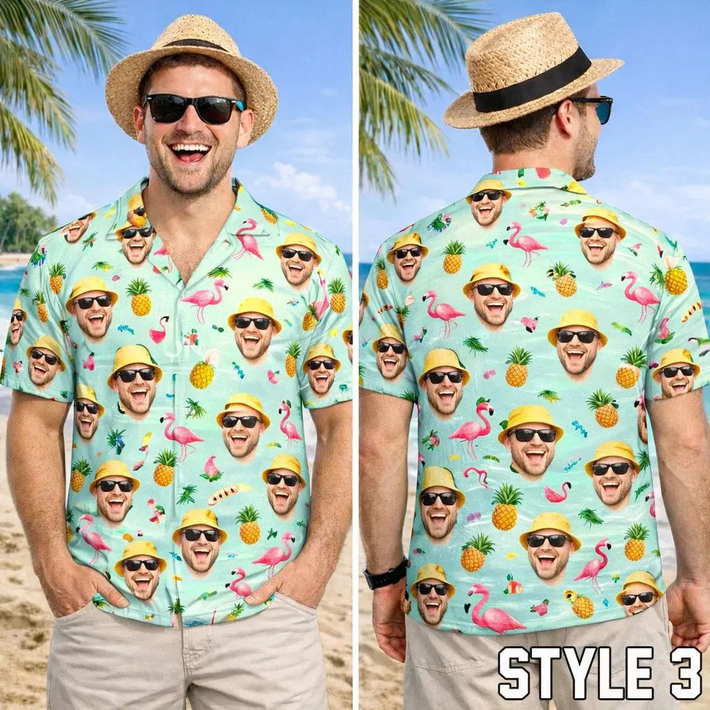 Hot Custom Face Hawaiian Shirt, Funny Summer Beach Shirt, Personalized Tropical Vacation Party, Gift for Men Dad Husband