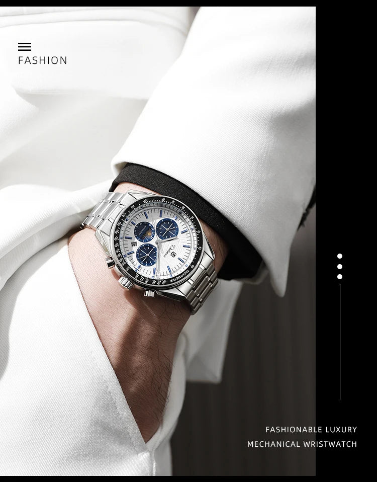 Automatic Watch for Men Stainless Steel Luminous Waterproof Moon Phase Man Watches Luxury Men's Mechanical Wristwatch