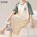 100% COTTON! SUKAE Summer New Women Lovely Sleepshirt Fashion Nightgowns Leisure Dress Casual Nightdress Short Sleeves Nightgown