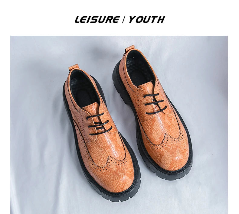 Brogues Men's Luxury Designer Style Thick Sole Shoes Elegant and Sophisticated Gentleman's Shoe Popular Wedding Party Shoes