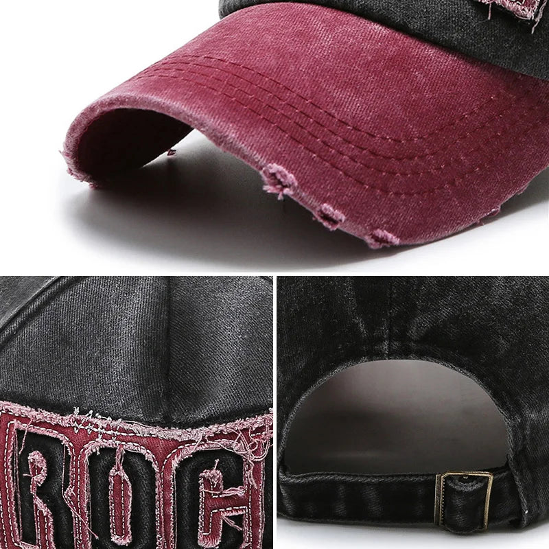 Vintage Letter ROCK Embroidery Baseball Cap Fashion Hip Hop Dad Trucker Hat Unisex Summer Sunshade Sport Hats