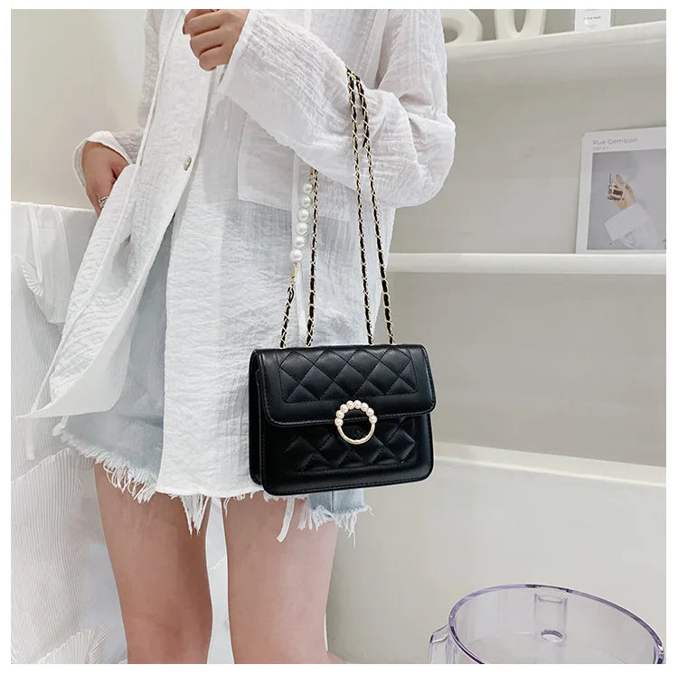 Summer Mini Small Handbags New Tide Pearl Chain Bags Women's Bag Versatile White Single Shoulder Crossbody Handbag