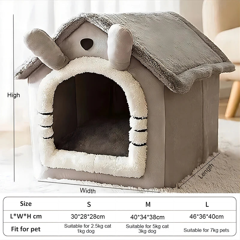 winterIndoor Soft Pet Tent House, Dog Kennel, Cat Bed with Removable Pad, Warm, Small Medium and Large Pets