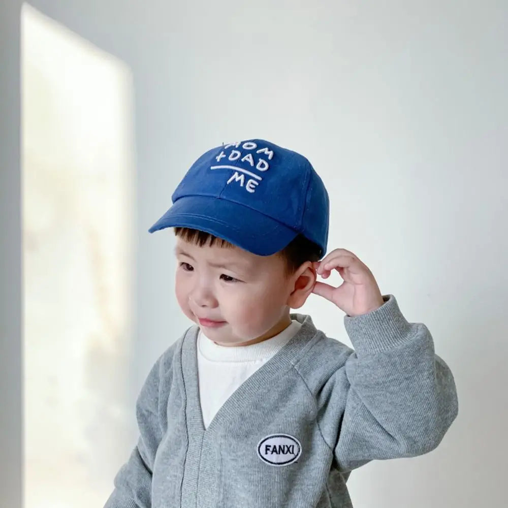 Children's Hats Spring Autumn Boys Girls Duckbill Hats Casual Baby Caps Fashion Cute MOM+DAD=ME Embroidery Sun Hats