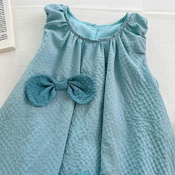 2025 New Summer Baby Girl Party Dress Sleeveless Cotton Solid Color Sister Clothing  2-7Yrs Kids Princess Dresses