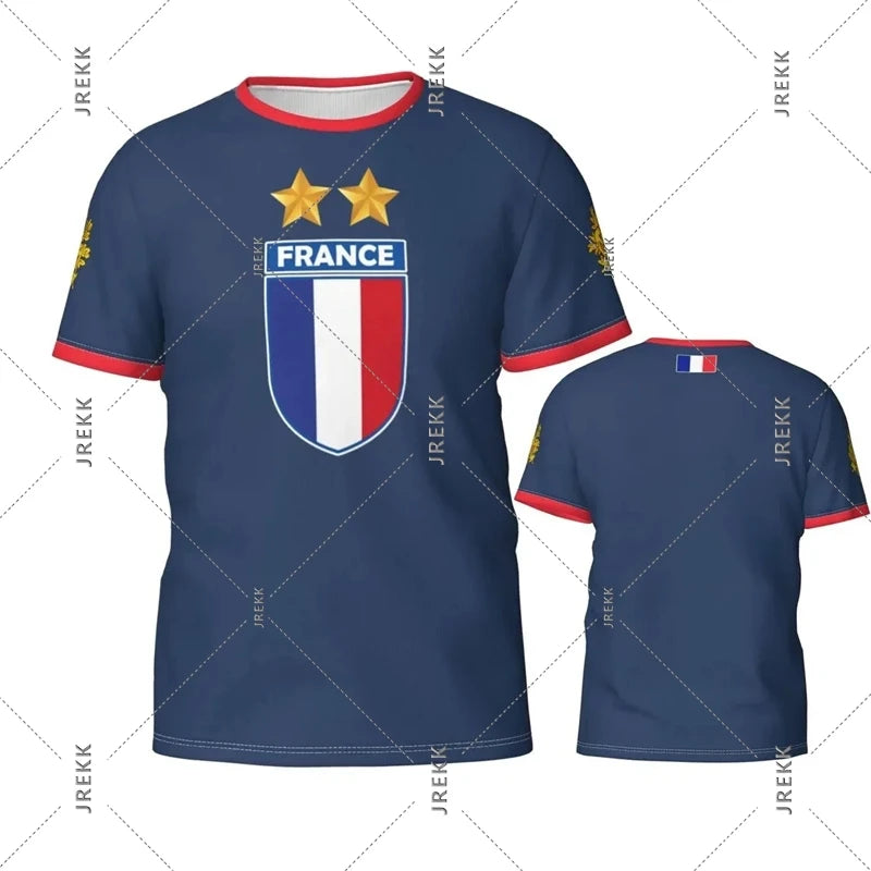 France Football Jersey T-shirt Men Women French Flag Emblem 3D Print Sport T Shirts Summer Fashion Street Trend Short Sleeve Top