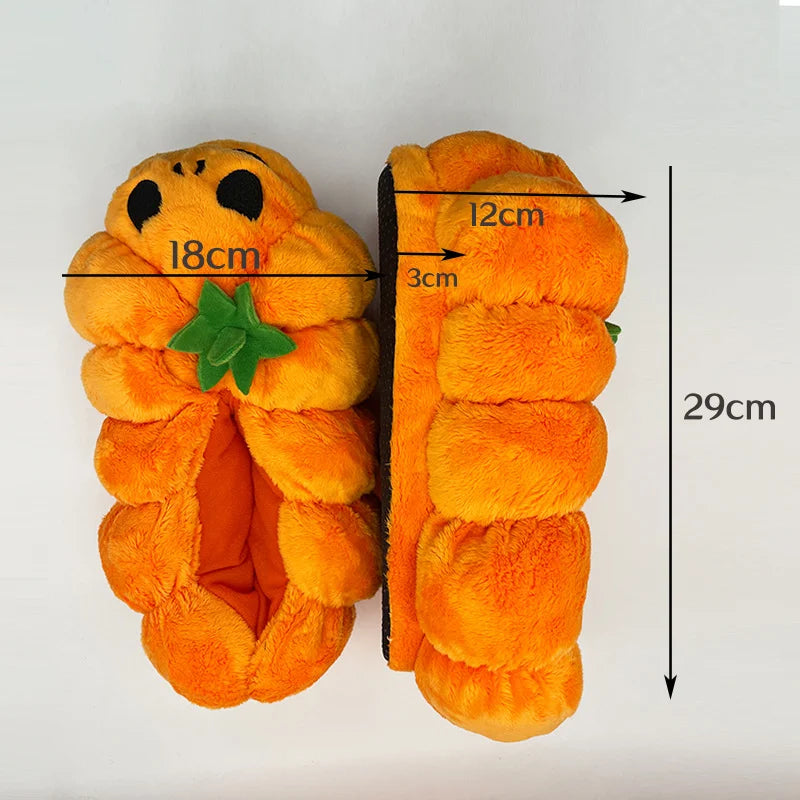 Highland Cow Halloween Pumpkin Slippers Backpacks Plush Fluffy Lantern Bags Slipper with Socks Bedroom Funny Shoes Gifts