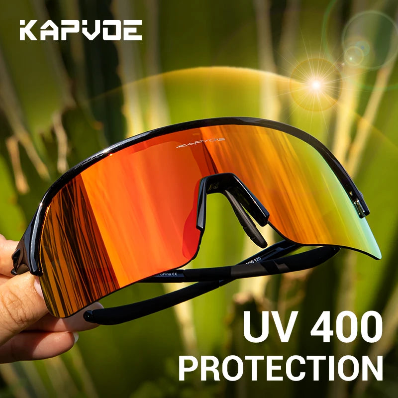 KAPVOE New Photochromic Hiking Eyewear Sunglasses Man Cycling Glasses Driving Bicycle Women MTB Bike Outdoor Sport UV400 Goggles