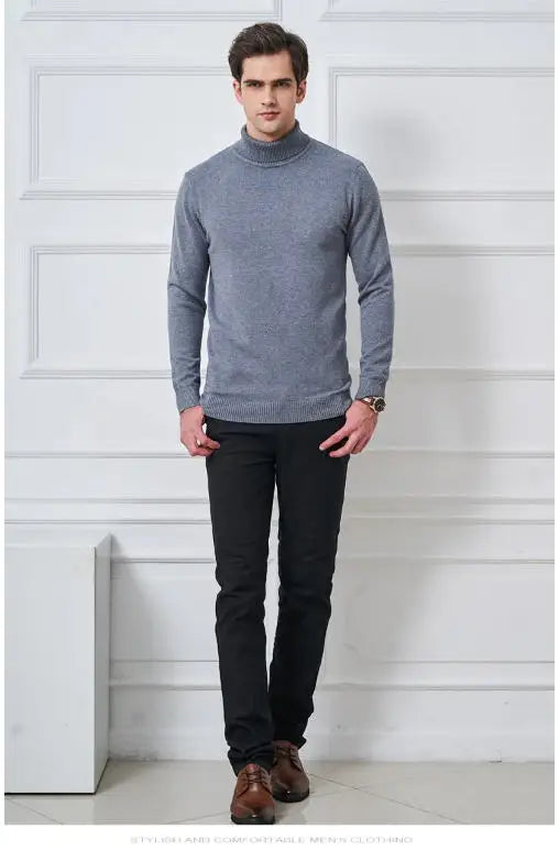Cashmere Cotton Blend Turtleneck Men Sweater 2024 Autumn Winter Daily Basic Warm Knitted Pullover Man Casual Jumper Pull Homme