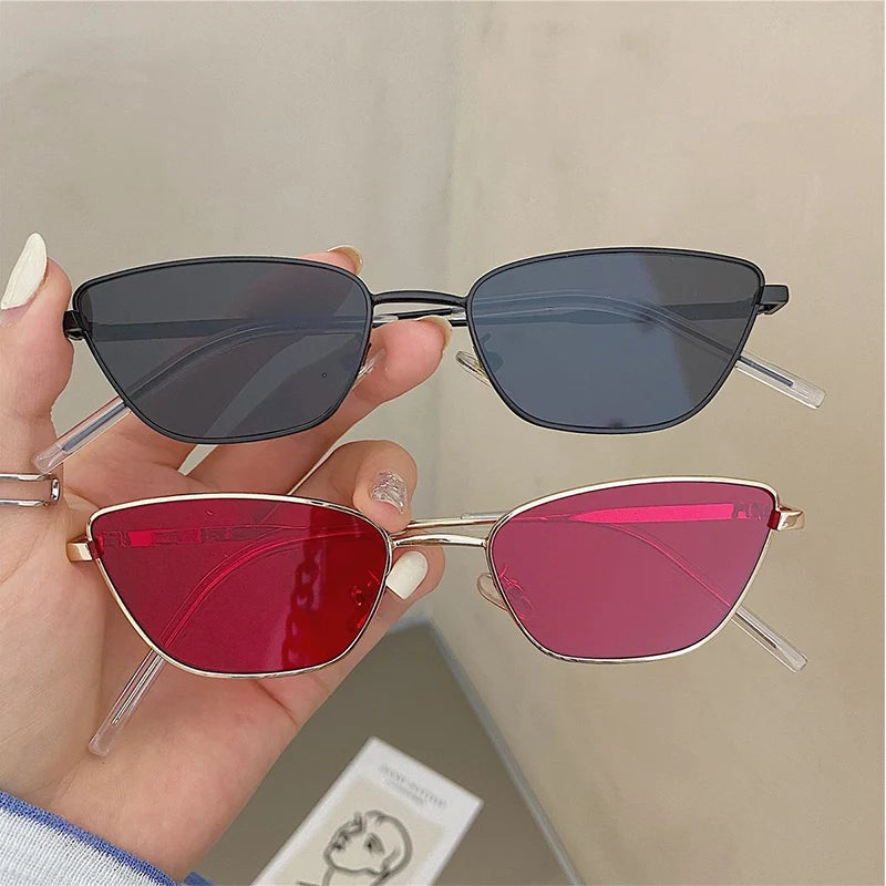 Women Slim Square Frame Ultra-light Sunglasses Vintage Black Silver Gold Frame Color Len Luxury Lenses Fashionable Accessories