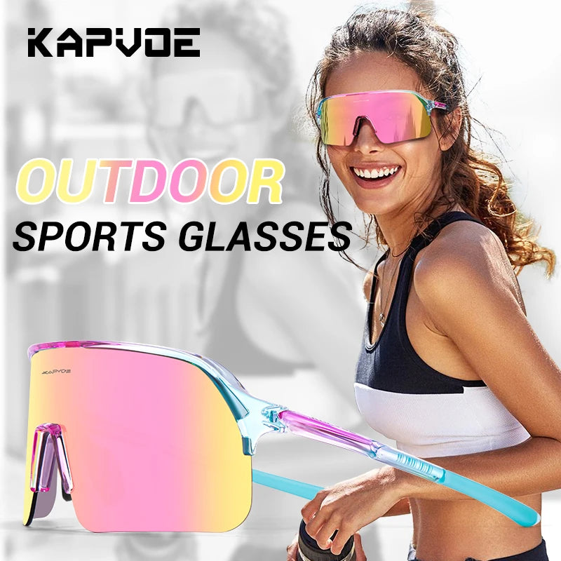KAPVOE New Photochromic Hiking Eyewear Sunglasses Man Cycling Glasses Driving Bicycle Women MTB Bike Outdoor Sport UV400 Goggles