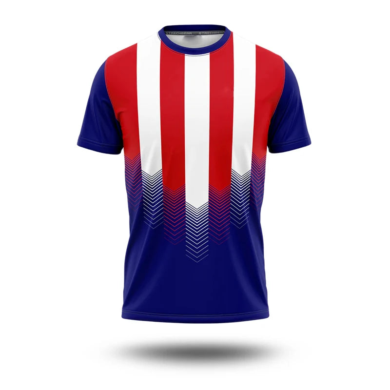 France Flag T-shirt For Men Simple Stripe 3D Print Short Sleeve T Shirts Football Jersey Comfortable Breathable Sport T Top