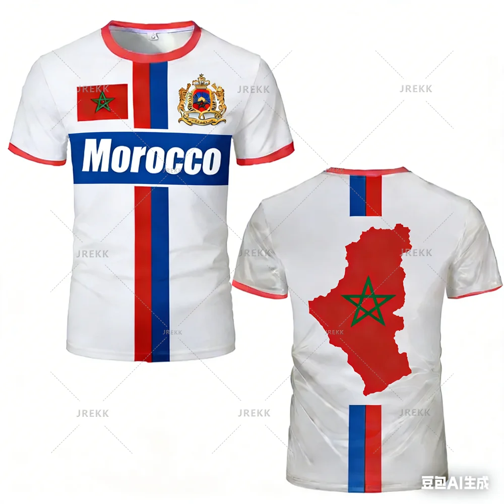 Morocco Football Jersey Maillot Football T Shirts New Design Trendy Short Sleeve Quick Drying Team Uniforms Moroccan Flag Tees