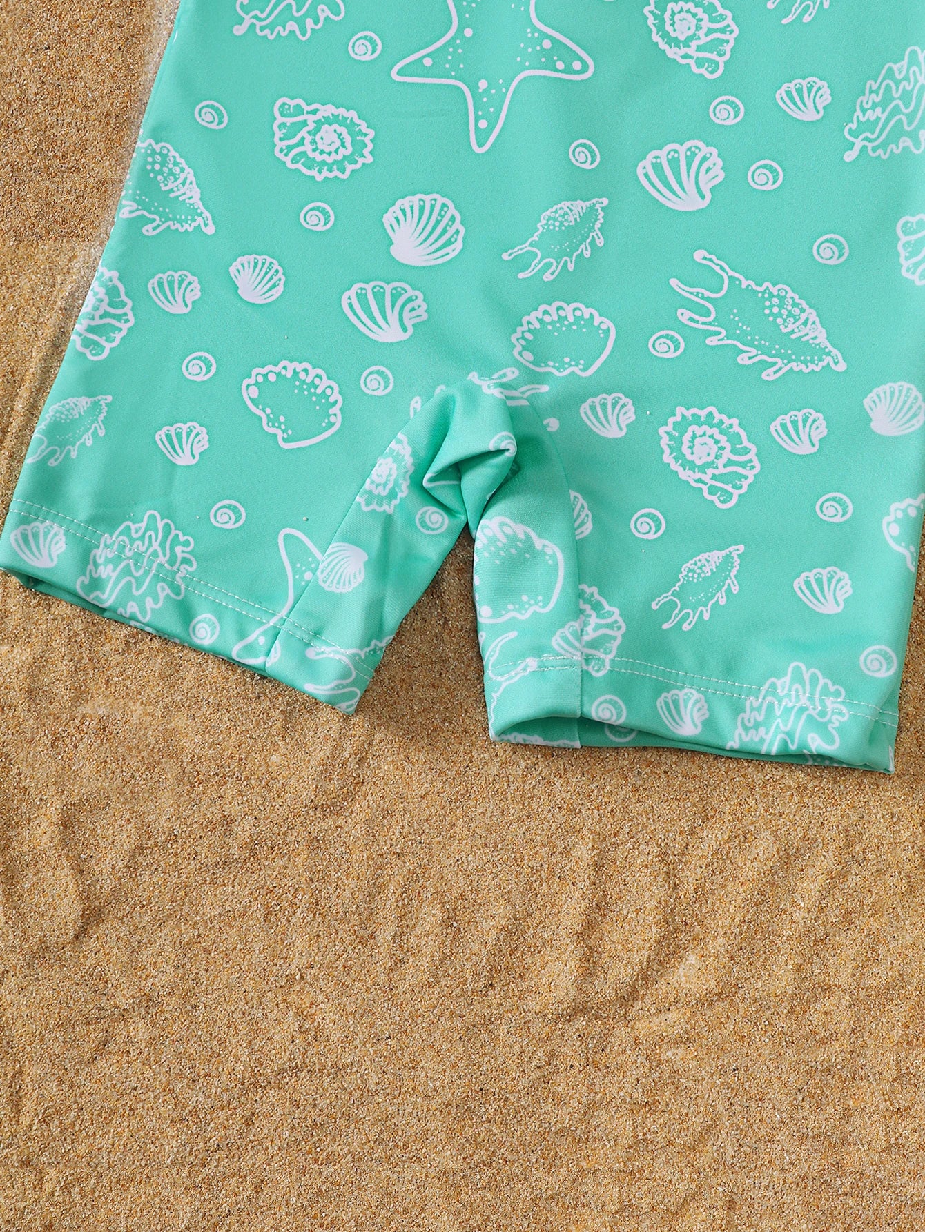Baby Boy Summer Shell Pattern Long Sleeve Onesie Swimsuit with Hat Infant Swimwear Protection And Comfort