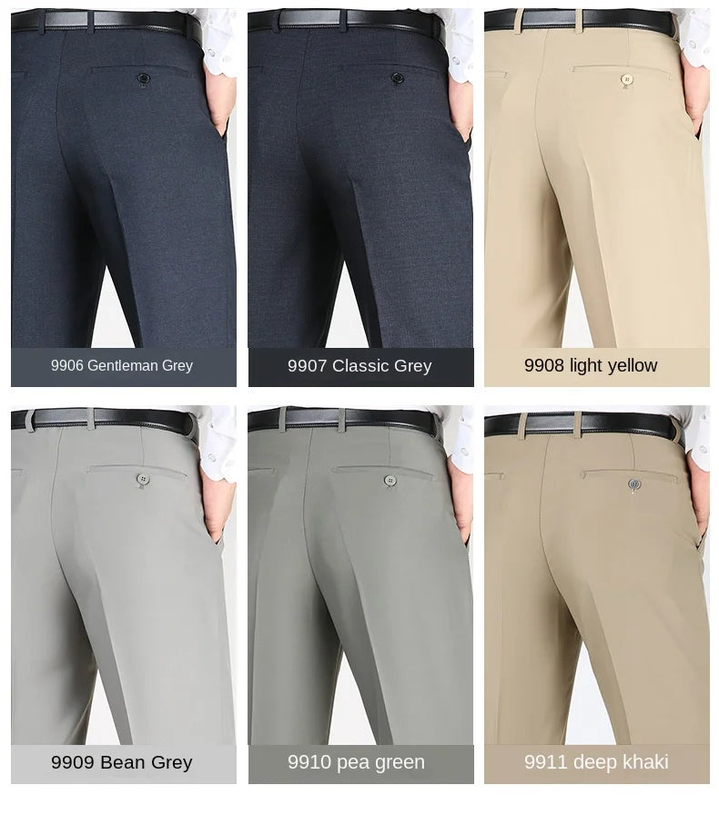 High Waist  Black Suit Pants man Formal Clothes For Men Clothing Thin Flat Khaki Dress Mens Trousers 2024 Summer 40 42