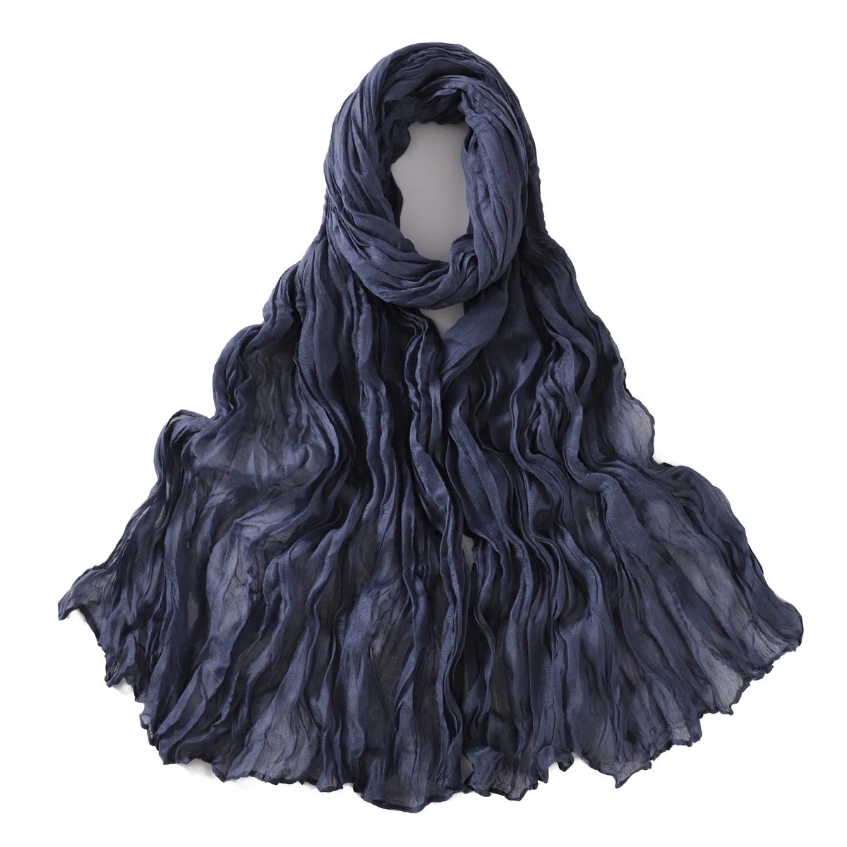 Crumpled Scarf For Women Girls Students Spring New Solid Color Cotton Voile Thin Scarves Soft Knitting Shawl Female Wrap Shawls