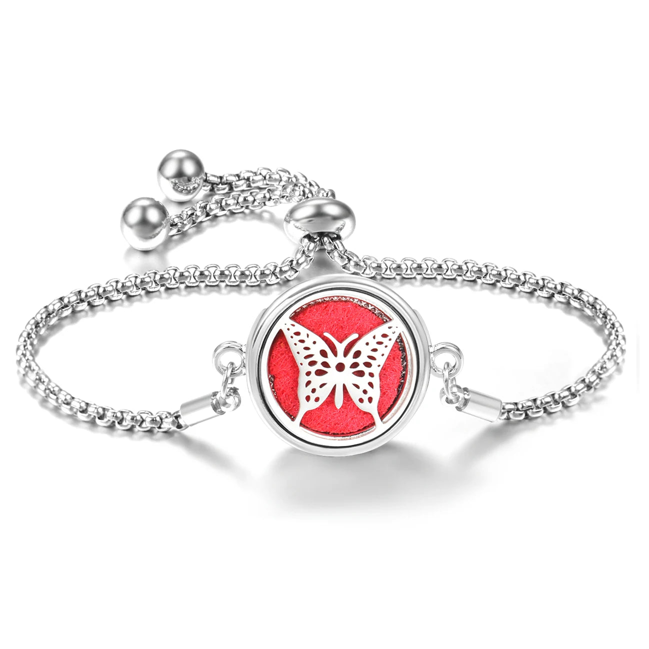 Trendy 20mm Butterfly Insert Pad Aromatherapy Bracelet Stainless Steel Women Essential Oil Diffuser Bangle Support Custom Logo