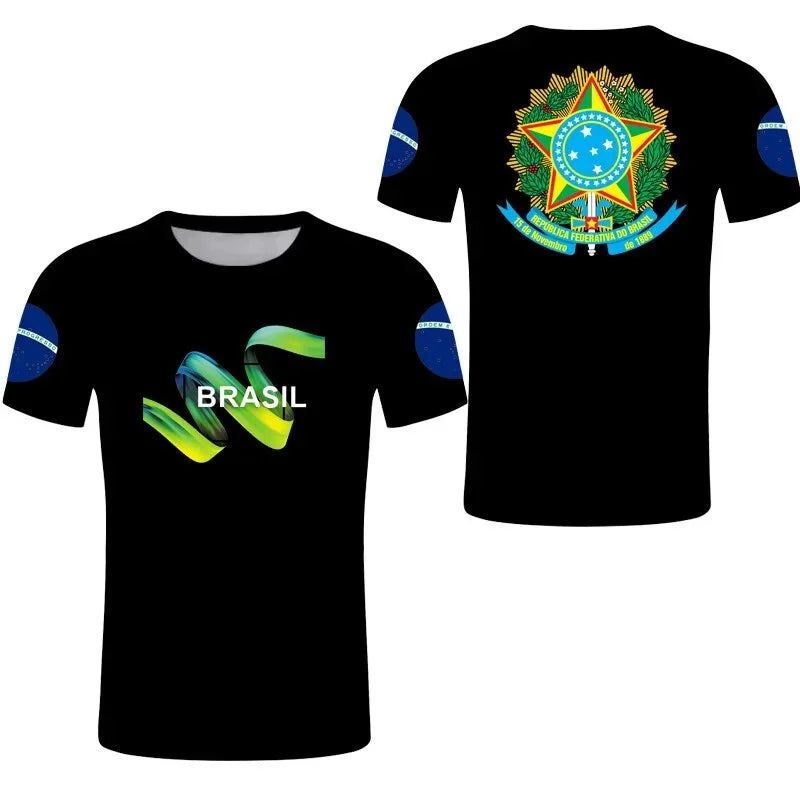 Brazil Flag Graphic T Shirt for Men Clothing 3D Print Brasil Football T-Shirt Gym Fitness Streetwear Tops Soccer Club Tee Shirts