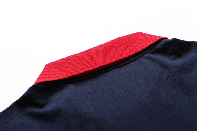TACE&SHARK Solid Color Embroidery Polo Shirt Summer Fashion Men Business Shark Polos Tops Mens Casual Dark Blue White Clothing