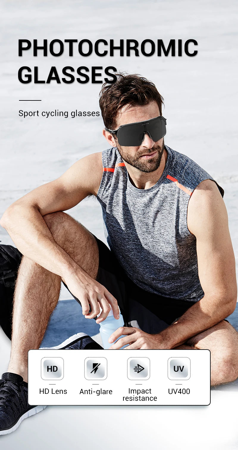 KAPVOE New Photochromic Hiking Eyewear Sunglasses Man Cycling Glasses Driving Bicycle Women MTB Bike Outdoor Sport UV400 Goggles