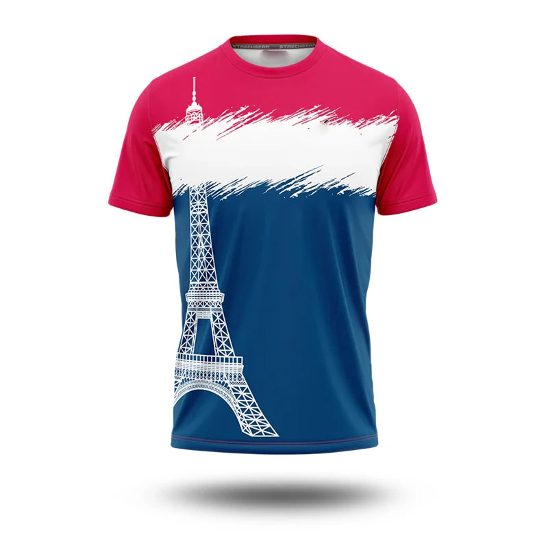 France Flag T-shirt For Men Simple Stripe 3D Print Short Sleeve T Shirts Football Jersey Comfortable Breathable Sport T Top