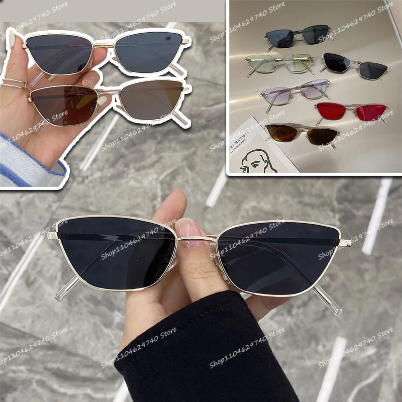 Women Slim Square Frame Ultra-light Sunglasses Vintage Black Silver Gold Frame Color Len Luxury Lenses Fashionable Accessories