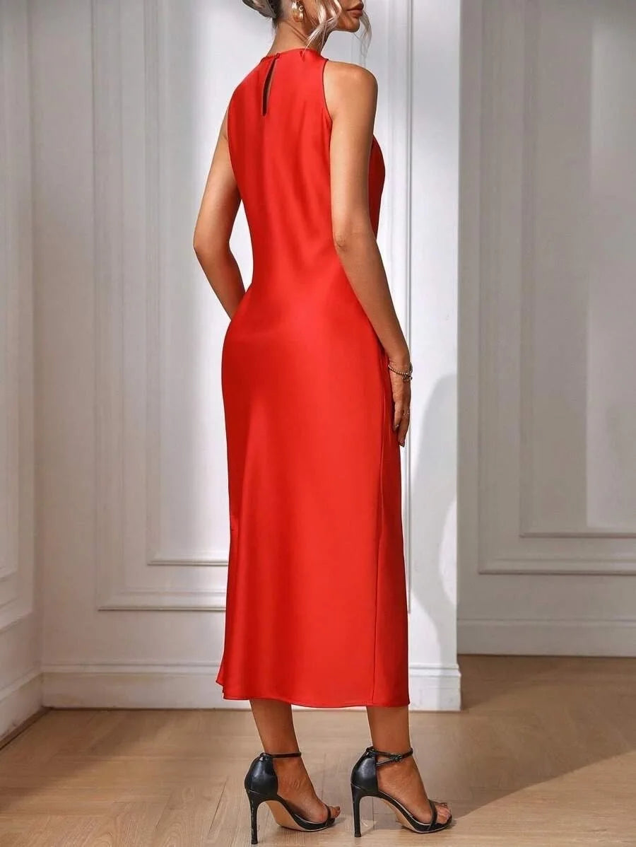 2025 Dress Women Female Clothing Fashion Elegant Evening Party Dresses Satin Dress for Women Spring and Summer Sleeveless Slit