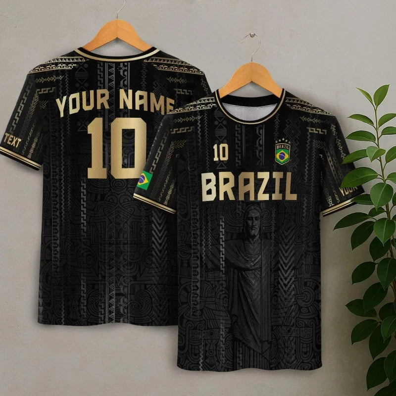 Brazilian Jerseys Pattern T-Shirt For Men Customized 3D Printed T Shirts Fashion Round Neck Casual Short Sleeve Loose Tees Tops