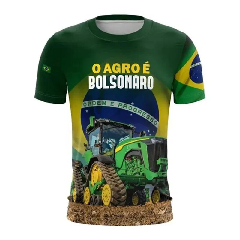 Brazil Flag Graphic T Shirt for Men Clothing 3D Print Brasil Football T-Shirt Gym Fitness Streetwear Tops Soccer Club Tee Shirts