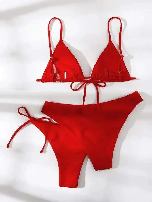 Brazilian Swimsuit Women Sexy Bikini Set Push-up Padded Bra Thong Two Pieces Swimwear Beachwear Bathing Suit Femme