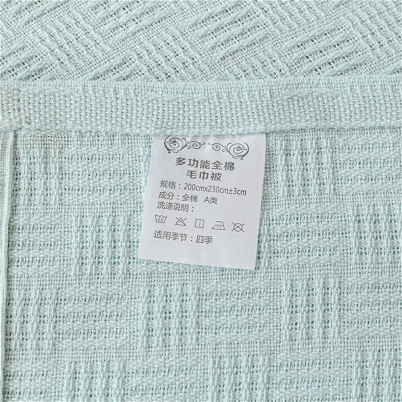 Soft Cozy 100% Cotton Throw Blanket Wide 100cm/150cm/180cm/200cm Plain Knitted Sofa Bed Cover Bedspreads Home Decor Thin Blanket